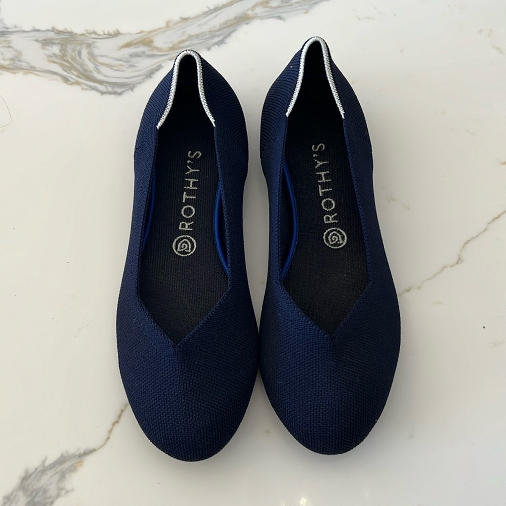Rothy’s, the flat navy super comfortable ballet flats